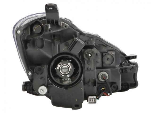 Toyota Yaris 2014.07.01-2017.02.28 utángyártott új bal első fényszóró HIR2/LED fekete FF (motoros) DEPO