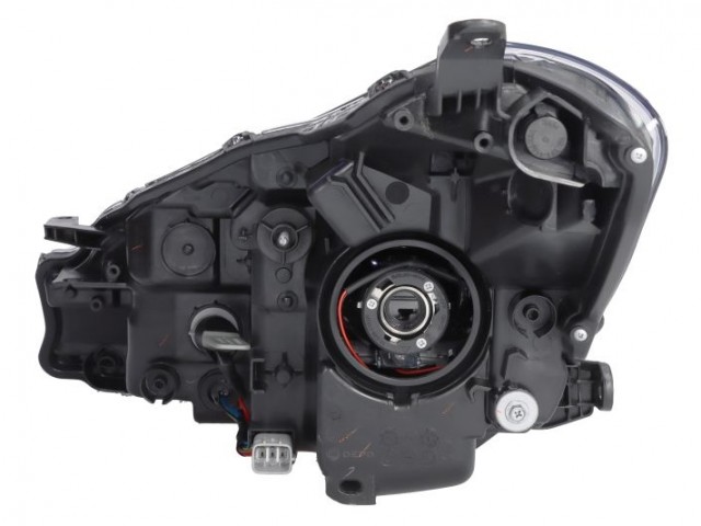 Toyota Yaris 2014.07.01-2017.02.28 utángyártott új jobb első fényszóró HIR2/LED fekete FF (motoros) DEPO