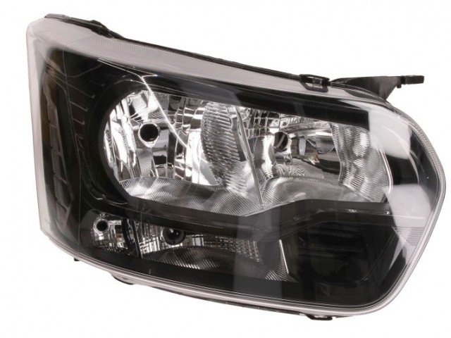 Ford Transit 2014.05.01-2019.05.19 utángyártott új jobb első fényszóró H7/H15 napp.f. fekete h. (motorral) TYC