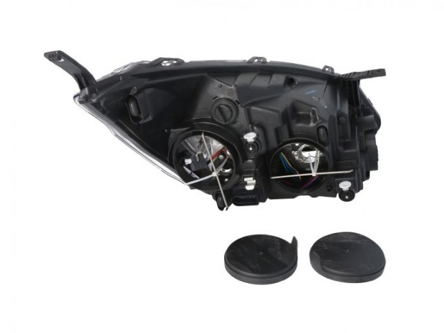 Ford Transit Custom 2012.09.01-2017.12.31 utángyártott új bal első fényszóró H7/H15 +DRL fekete h.(motorral) TYC