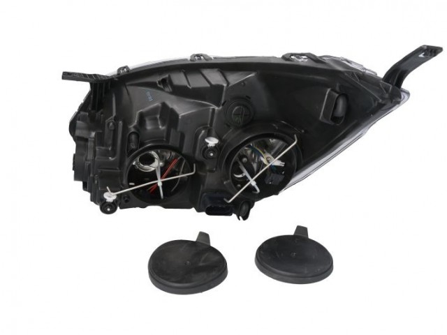 Ford Transit Custom 2012.09.01-2017.12.31 utángyártott új jobb első fényszóró H7/H15 +DRL fekete h.(motorral) TYC