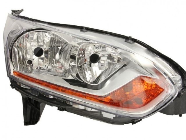 Ford Transit Conect 2013.09.30-2018.05.28 utángyártott új jobb első fényszóró H7/H15 +DRL, króm házas (motorral) DEPO