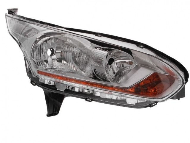 Ford Transit Connect-Tourneo 2013.09.30-2015.09.28 utángyártott új jobb első fényszóró H7/H15 +DRL króm ház. (motorral)TYC