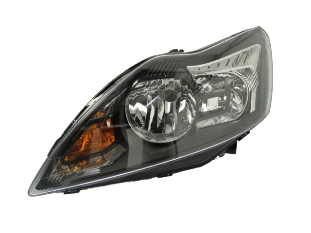 Ford Focus II. 2007.09.01-2011.02.28 utángyártott új bal első fényszóró H1/H7 króm-fekete házas (motorral) DEPO