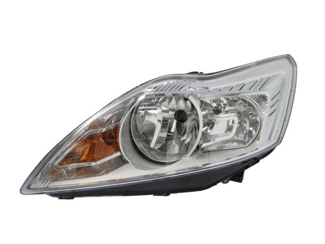 Ford Focus II. 2007.09.01-2011.02.28 utángyártott új bal első fényszóró H1/H7 króm házas (motorral) DEPO