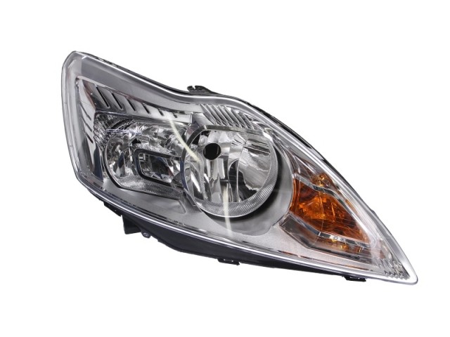 Ford Focus II. 2007.09.01-2011.02.28 utángyártott új jobb első fényszóró H1/H7 króm házas (motorral) DEPO