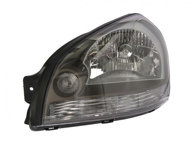 Hyundai Tucson 2004-2009 utángyártott új bal első fényszóró H4 fekete házas (motoros) DEPO