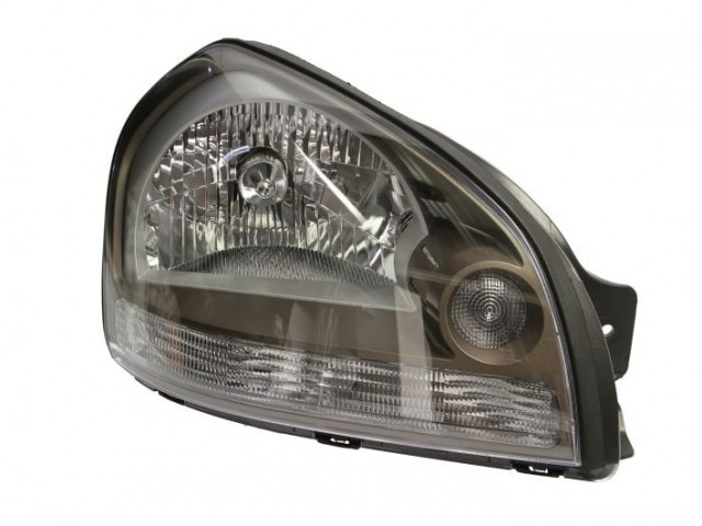 Hyundai Tucson 2004-2009 utángyártott új jobb első fényszóró H4 fekete házas (motoros) DEPO