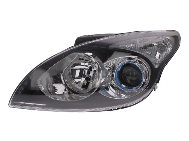 Hyundai I 30 2007.03-2009.04.28 utángyártott új bal első fényszóró H1/H7 fekete házas (motoros) DEPO