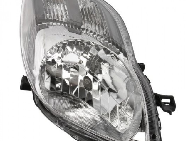 Toyota Yaris II. 2009.01.01-2011.10.15 utángyártott új jobb első fényszóró H4 füst házas V-tip. (motorral) TYC