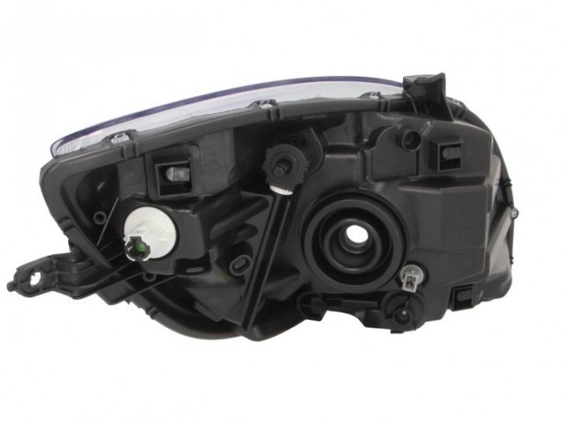 Toyota Yaris II. 2009.01.01-2011.10.15 utángyártott új jobb első fényszóró H4 króm házas V-tip. (motoros) TYC