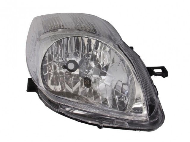 Toyota Yaris II. 2009.01.01-2011.10.15 utángyártott új jobb első fényszóró H4 króm házas V-tip. (motoros) TYC