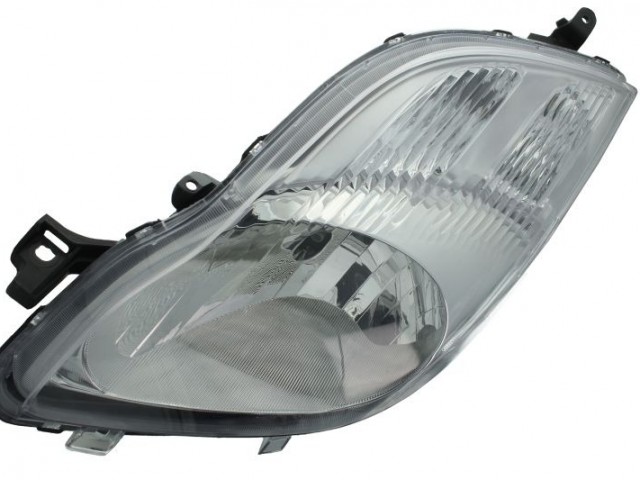 Toyota Yaris II. 2009.01.01-2011.10.15  utángyártott új bal első fényszóró H4 króm házas V-tip.(motorral) TYC