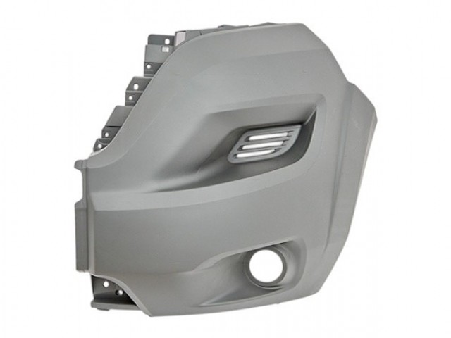 Citroen Jumper, Fiat Ducato, Peugeot Boxer 2014.01.01-2023.12.31 utángyártott új első lökhárító bal sarok, ködlámpás, s. szürke