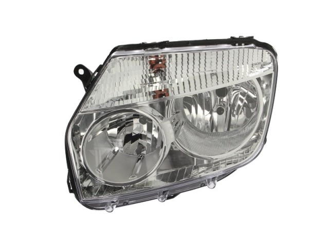 Dacia Duster 2010-2013 utángyártott új bal első fényszóró H7/H1 króm házas (bel.áll. is.) DEPO