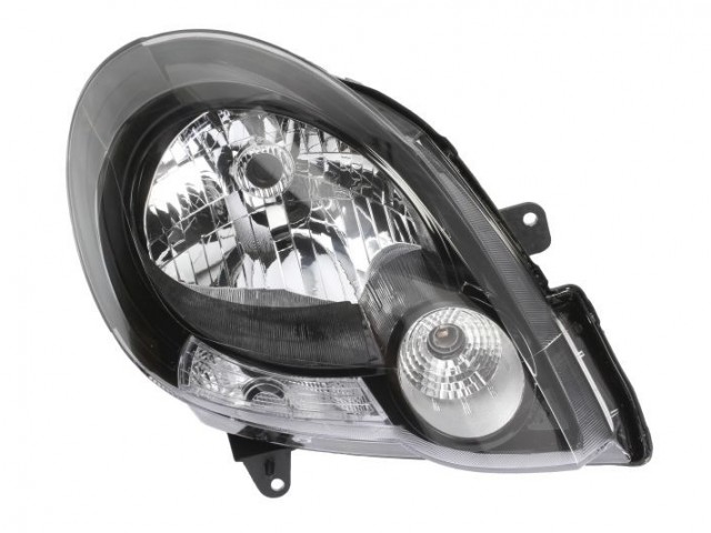 Renault Kangoo II 2008-2013 utángyártott új jobb első fényszóró H4 fekete házas (motoros) DEPO