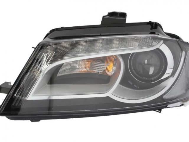 Audi A3  8P  2008-2013 utángyártott új bal első fényszóró XENON/LED, fekete házas (motorral) DEPO
