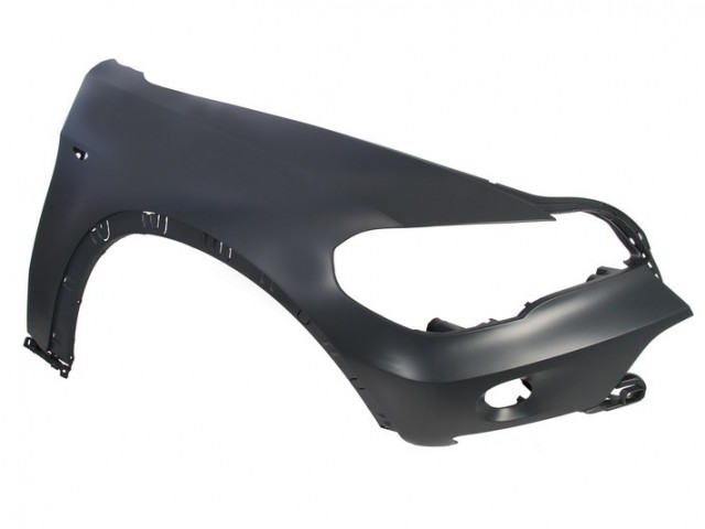 BMW X5 2007.03.01-2010.03.31 utángyártott új jobb első sárvédő, oldalindexes kivitel, díszléc patent helyes