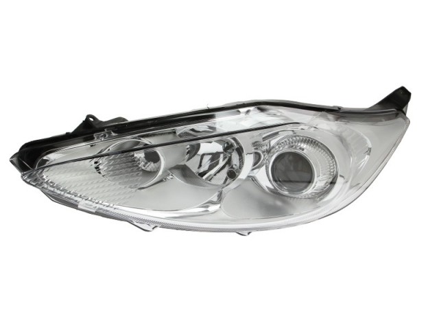 Ford Fiesta 2008.10.01-2013.01.31 utángyártott új bal első fényszóró H7/H1 króm házas projektoros (motorral)DEPO