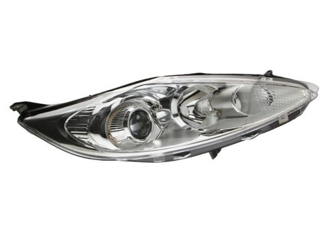 Ford Fiesta 2008.10.01-2013.01.31 utángyártott új jobb első fényszóró H7/H1 króm ház projektoros (motorral)DEPO