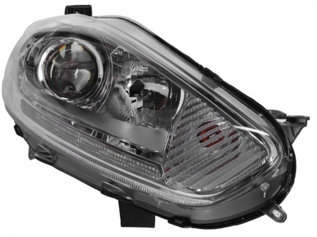 Ford Fiesta 2013.02.01-2017.05.01 utángyártott új jobb első fényszóró H7/H1/LED króm ház, projektoros nap.fény+motor DEPO