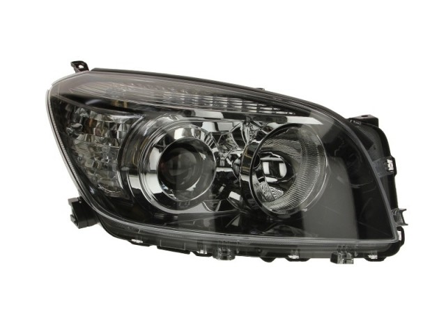 Toyota Rav 4 2005.11.01-2009.01.31 utángyártott új jobb első fényszóró HB3/H11 fekete ház  (motoros) DEPO