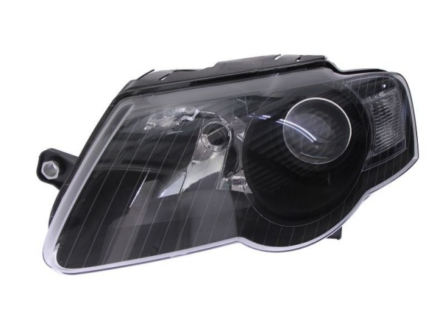 Volkswagen Passat B6 2005.03.01-2010.10.31 utángyártott új bal első fényszóró 2H7 fekete házas (Hella típusú) DEPO