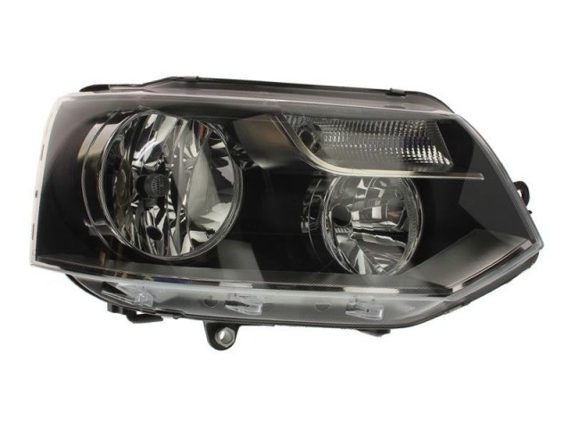 Volkswagen Transporter T5 2009.10.01-2015.06.30 utángyártott új jobb első fényszóró H7/H15, fekete h. (motorral) DEPO