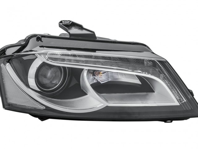 Audi A3 8P 2008-2012 utángyártott új jobb első fényszóró XENON/LED, fekete ház. (motorral) DEPO