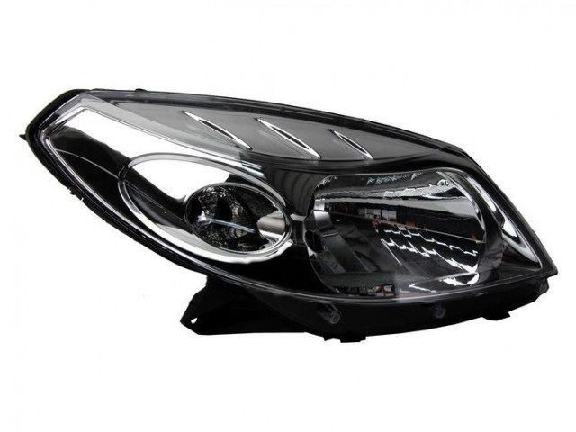 Dacia Sandero I. 2008.06.01-2012.09.01 utángyártott új jobb első fényszóró H4 króm házas (bel. áll. is) DEPO