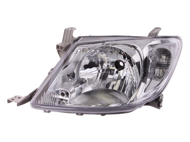 Toyota Hilux 2008-2015 utángyártott új bal első fényszóró H4 fehér villogóval (motoros) DEPO