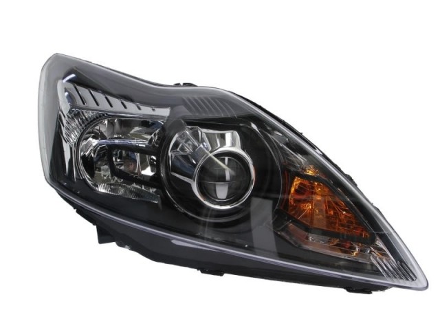 Ford Focus II. 2007.09.01-2011.02.28 utángyártott új jobb első fényszóró XENON fekete házas (motorral) DEPO