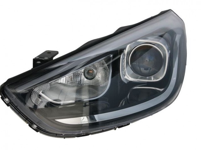 Hyundai IX35 2013.07.01-2014.12.31 utángyártott új bal első fényszóró HIR2/LED fekete h. (motoros) DEPO