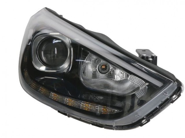 Hyundai IX35 2013.07.01-2014.12.31 utángyártott új jobb első fényszóró HIR2/LEDx2 fekete h. (motoros) DEPO