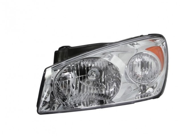Kia Cerato 2006-2009.12.10 utángyártott új bal első fényszóró H4 króm h. 4 ajtós,  (motorral) DEPO