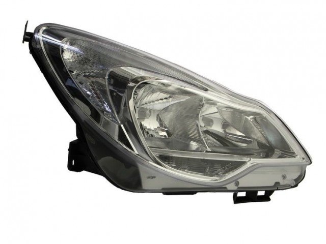 Opel Corsa D 2011.03.01-2014.08.31 utángyártott új jobb első fényszóró H7/H1 króm házas (motorral) DEPO