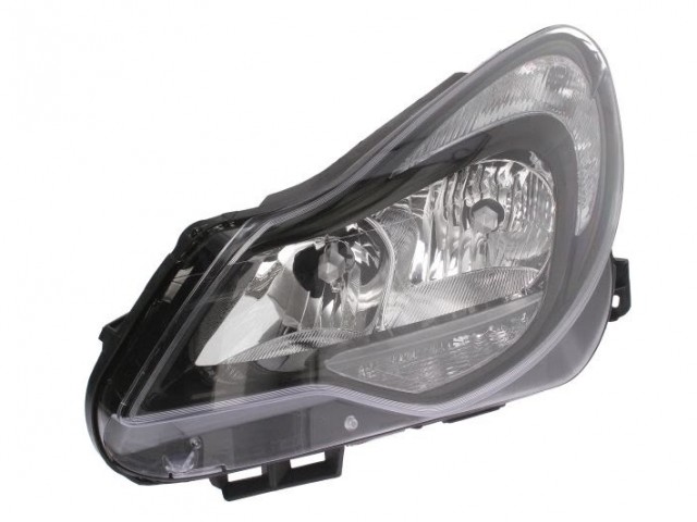 Opel Corsa D 2011.03.01-2014.08.31 utángyártott új bal első fényszóró H7/H1 fekete h. (motorral) DEPO