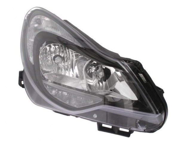 Opel Corsa D 2011.03.01-2014.08.31 utángyártott új jobb első fényszóró H7/H1 fekete h. (motorral) DEPO