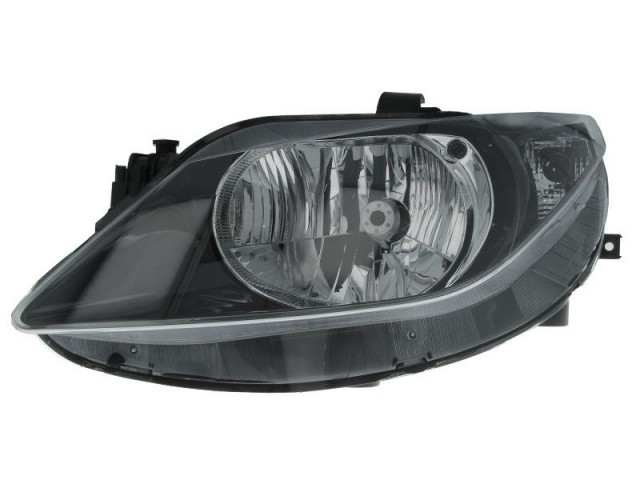 Seat Ibiza 6J 2008.05.01-2012.03.23 utángyártott új bal első fényszóró H4 fekete házas (motoros) DEPO