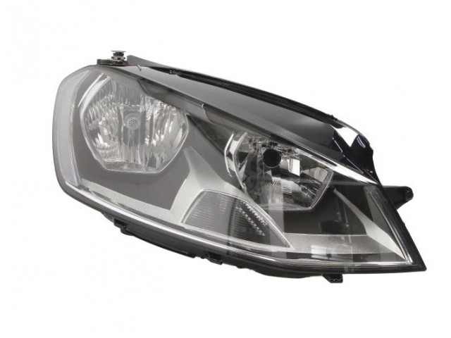 Volkswagen Golf VII 2012.10.01-2016.10.31 utángyártott új jobb első fényszóró H7/H15, fekete h. (motorral) DEPO