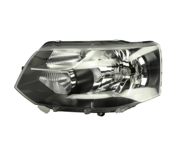 Volkswagen Transporter T5 2009.10.01-2015.06.30 utángyártott új bal első fényszóró H4, fek. h. (motorral) DEPO