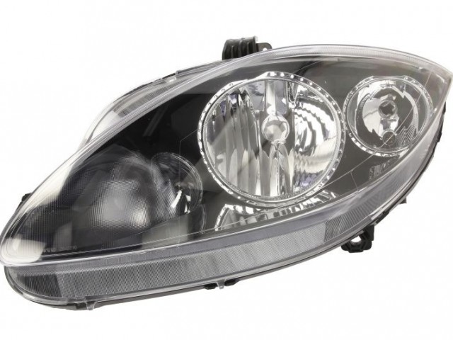 Seat Altea 5P 2004-2009, Leon 2005-2009, Toledo 2004.-2009 utángyártott új bal első fényszóró H7/H1 fekete házas (motoros) TYC