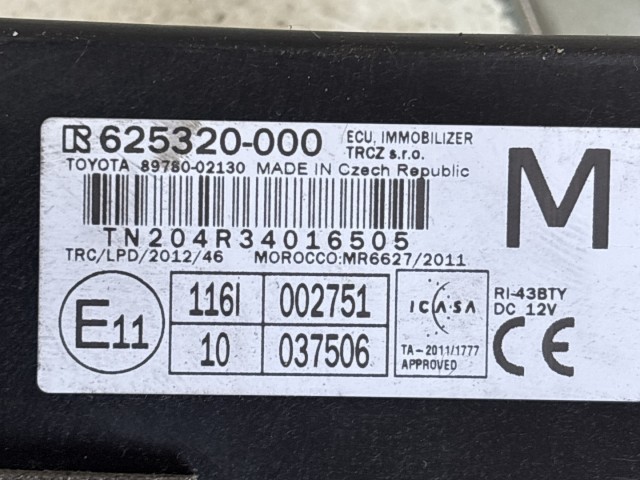 Toyota Auris 2012-2019 E18 2012-2019 Immobiliser doboz használt 