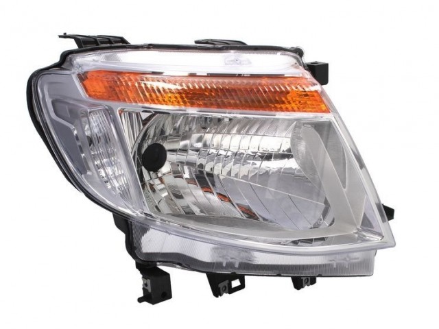 Ford Ranger 2011.09.01-2016.01.01 utángyártott új jobb első fényszóró H4 króm ház (belülr.áll.is NEM DRL) DEPO