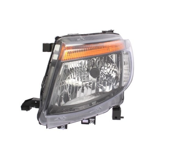 Ford Ranger 2011.09.01-2016.01.01 utángyártott új bal első fényszóró H4 fekete ház (belülr.áll.is NEM DRL) DEPO