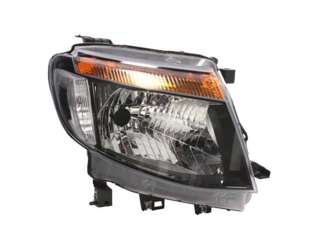 Ford Ranger 2011.09.01-2016.01.01 utángyártott új jobb első fényszóró H4 fekete ház (belülr.áll.is NEM DRL) DEPO
