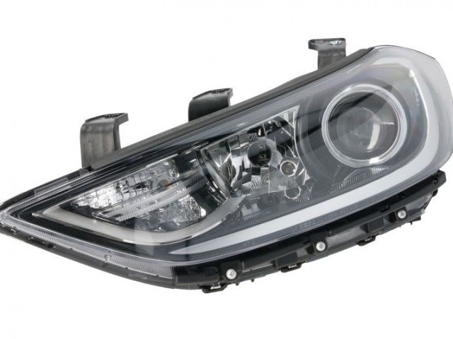 Hyundai Elantra 2015.02.01-2020.12.20 utángyártott új bal első fényszóró HB3/H7 fekete h. (motoros) DEPO