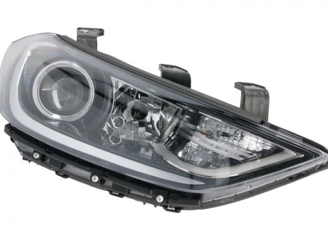 Hyundai Elantra 2015.02.01-2020.12.20 utángyártott új jobb első fényszóró HB3/H7 fekete h. (motoros) DEPO