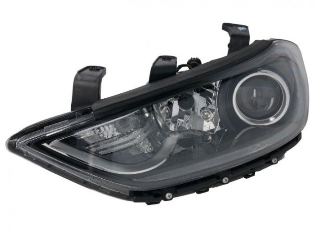 Hyundai Elantra 2015.02.01-2020.12.20 utángyártott új bal első fényszóró HB3/H7+LED fekete h. (motoros) DEPO