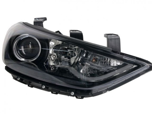 Hyundai Elantra 2015.02.01-2020.12.20 utángyártott új jobb első fényszóró HB3/H7+LED fekete h. (motoros) DEPO